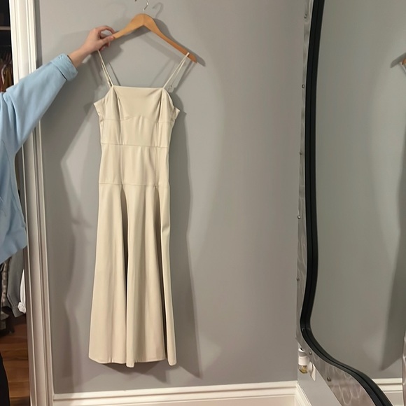 zara beige leather dress ZARA cream leather shirt dress , Worn once. Looks